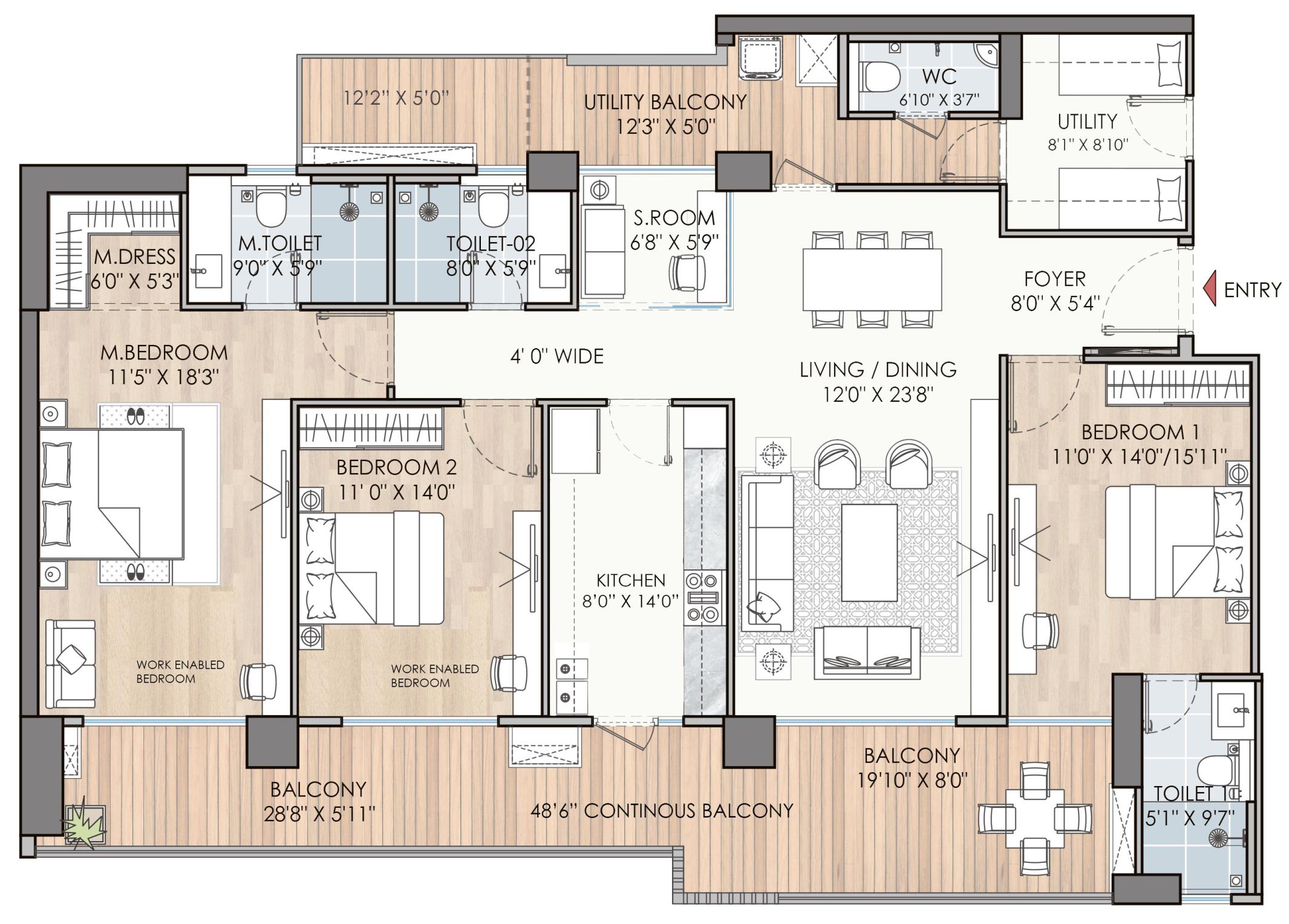3 BHK Luxury Apartments for Sale in Puri Diplomatic Residences Sector-111 Gurgaon