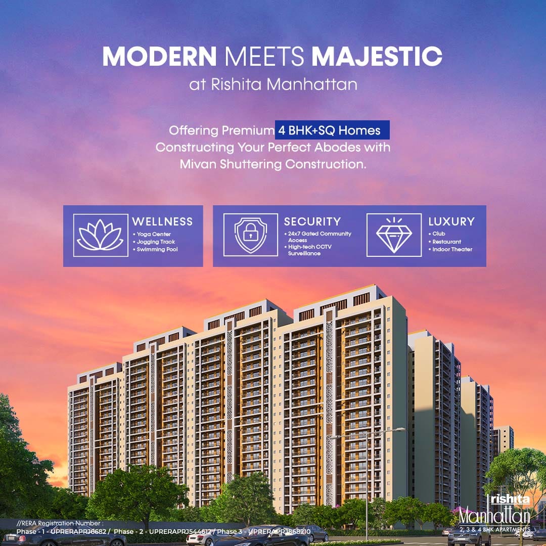 4 BHK Luxury flats in lucknow for sale - Rishita Manhattan